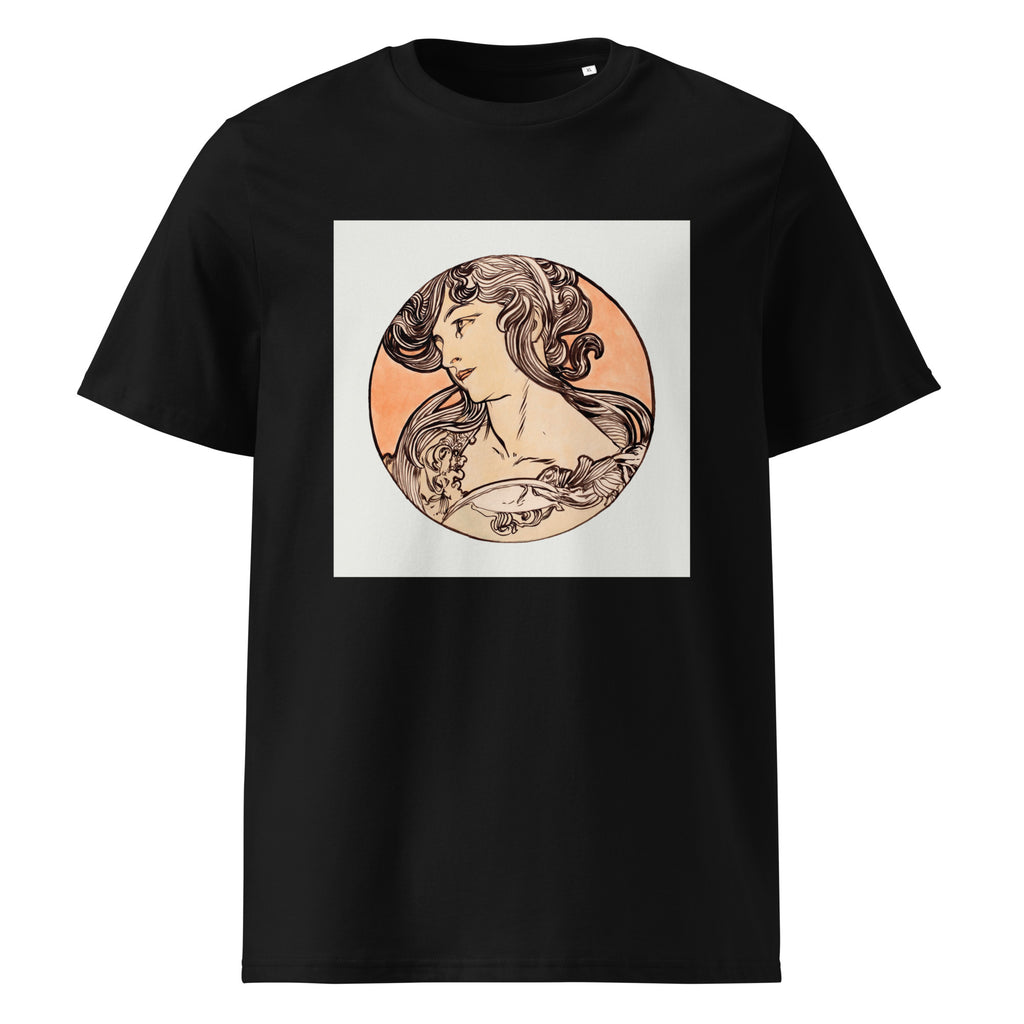 Black T-shirt Stained Glass Fouquet Mucha IX Premium
