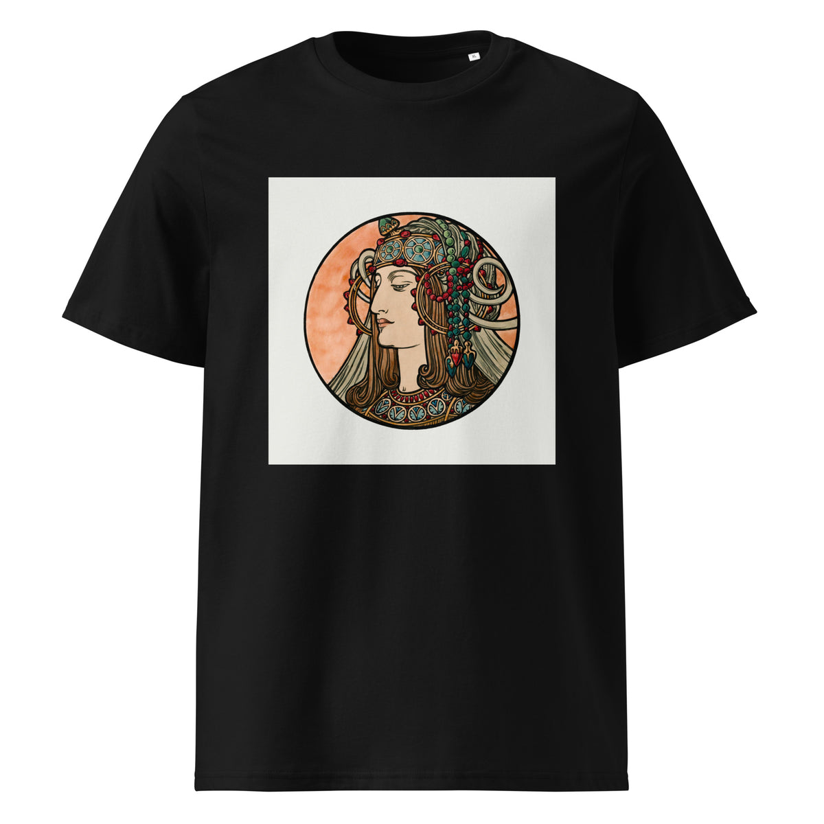 Black T-shirt Stained Glass Fouquet Mucha VI Premium
