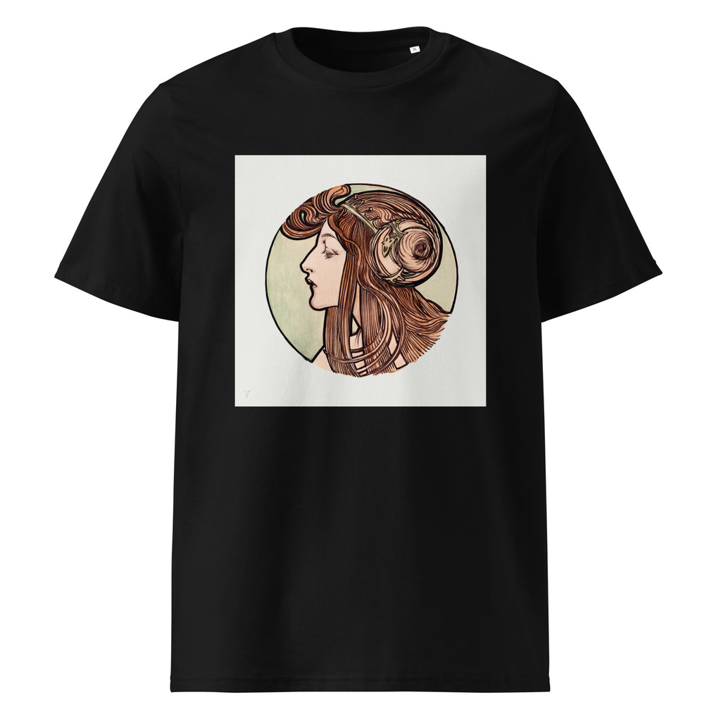 Black T-shirt Stained Glass Fouquet Mucha VII Premium