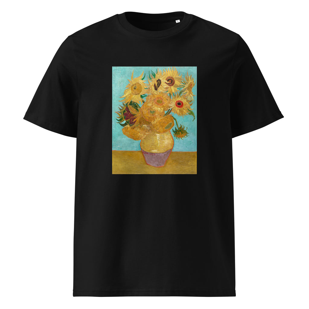 Black T-shirt Vincent Van Gogh S Vase With Twelve Sunflowers Famous Painting Premium