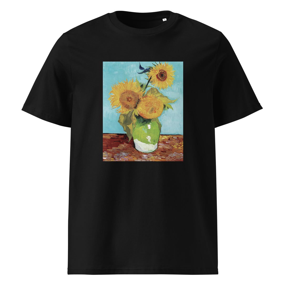Black T-shirt Vincent Van Gogh S Vase With Three Sunflowers Famous Painting Premium