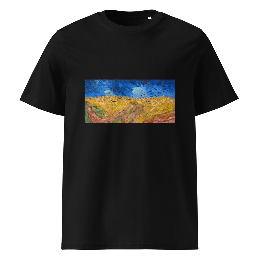 Black T-shirt Vincent Van Gogh S Wheatfield With Crows Famous Landscape Painting Premium