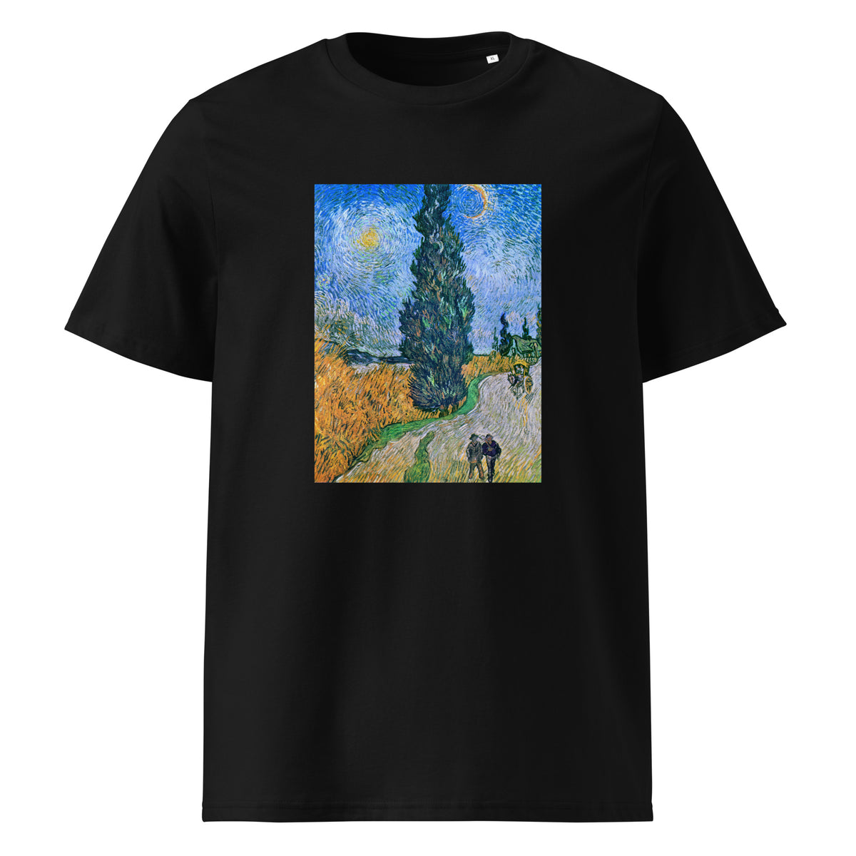 Black T-shirt Vincent Van Gogh S Road With Cypress And Star Famous Painting Premium