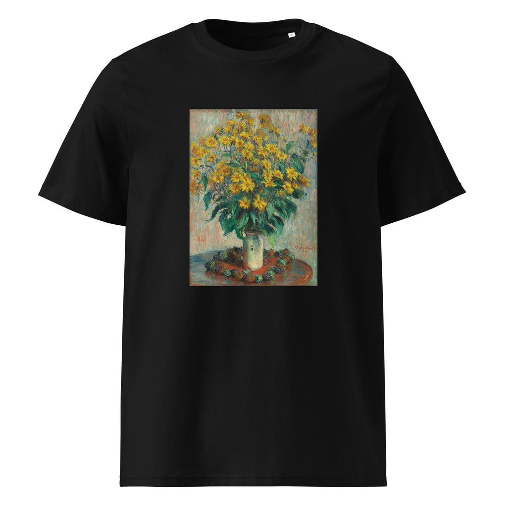 Black T-shirt Jerusalem Artichoke Flowers Premium
