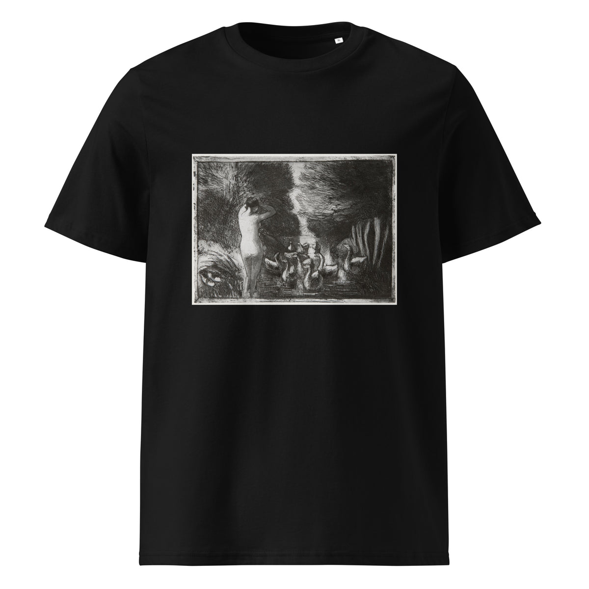 Black T-shirt Bather With Geese Premium