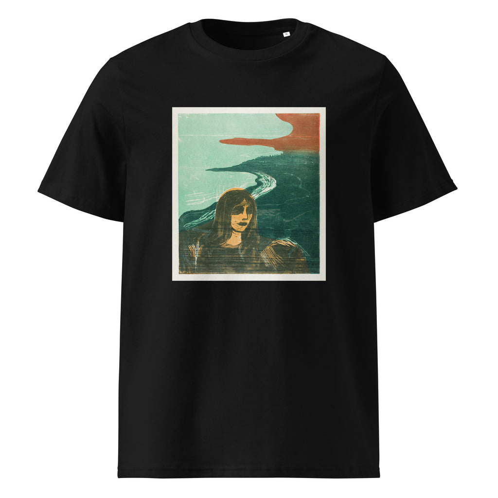 Black T-shirt Woman Head Against The Shore Premium