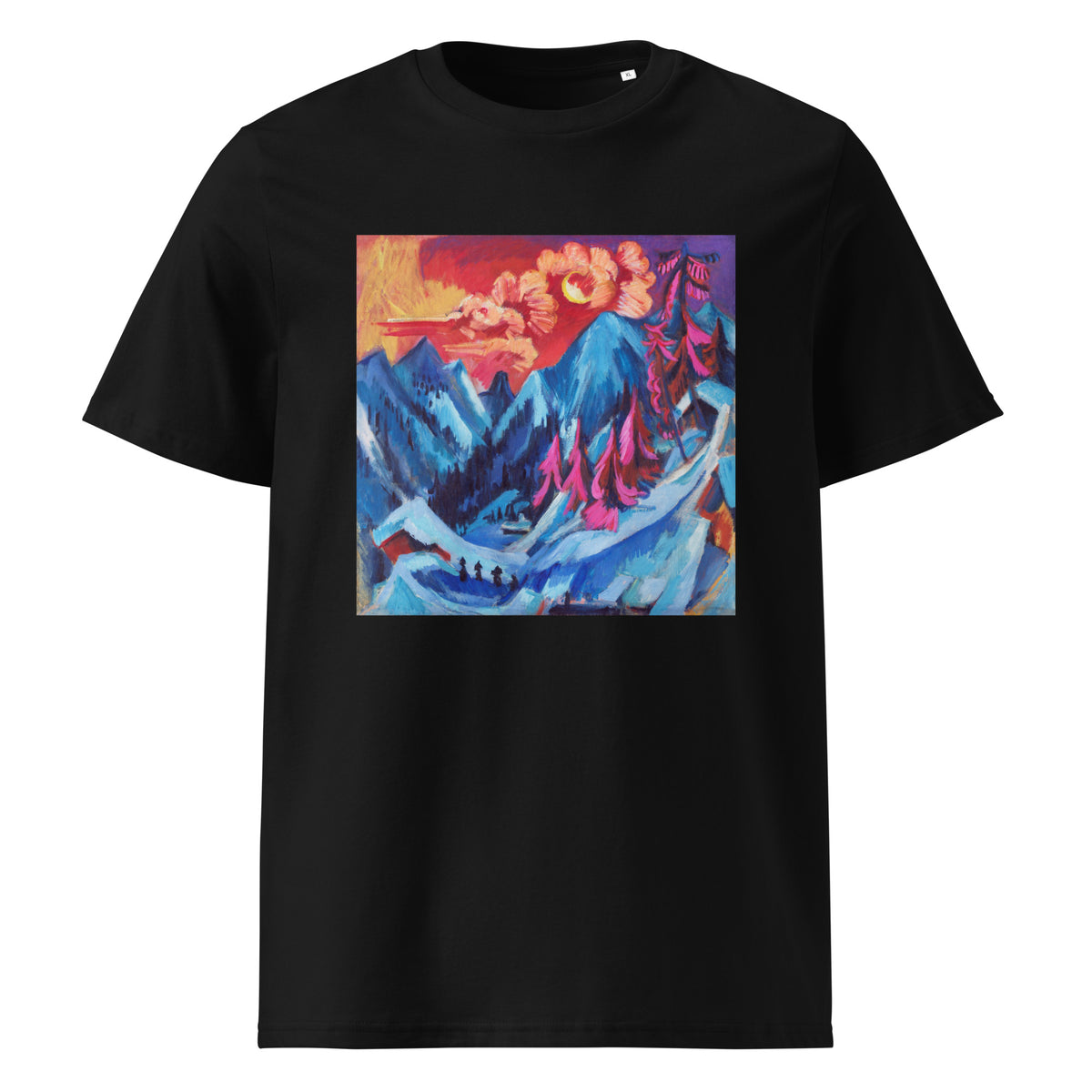Black T-shirt Winter Landscape In Moonlight Premium