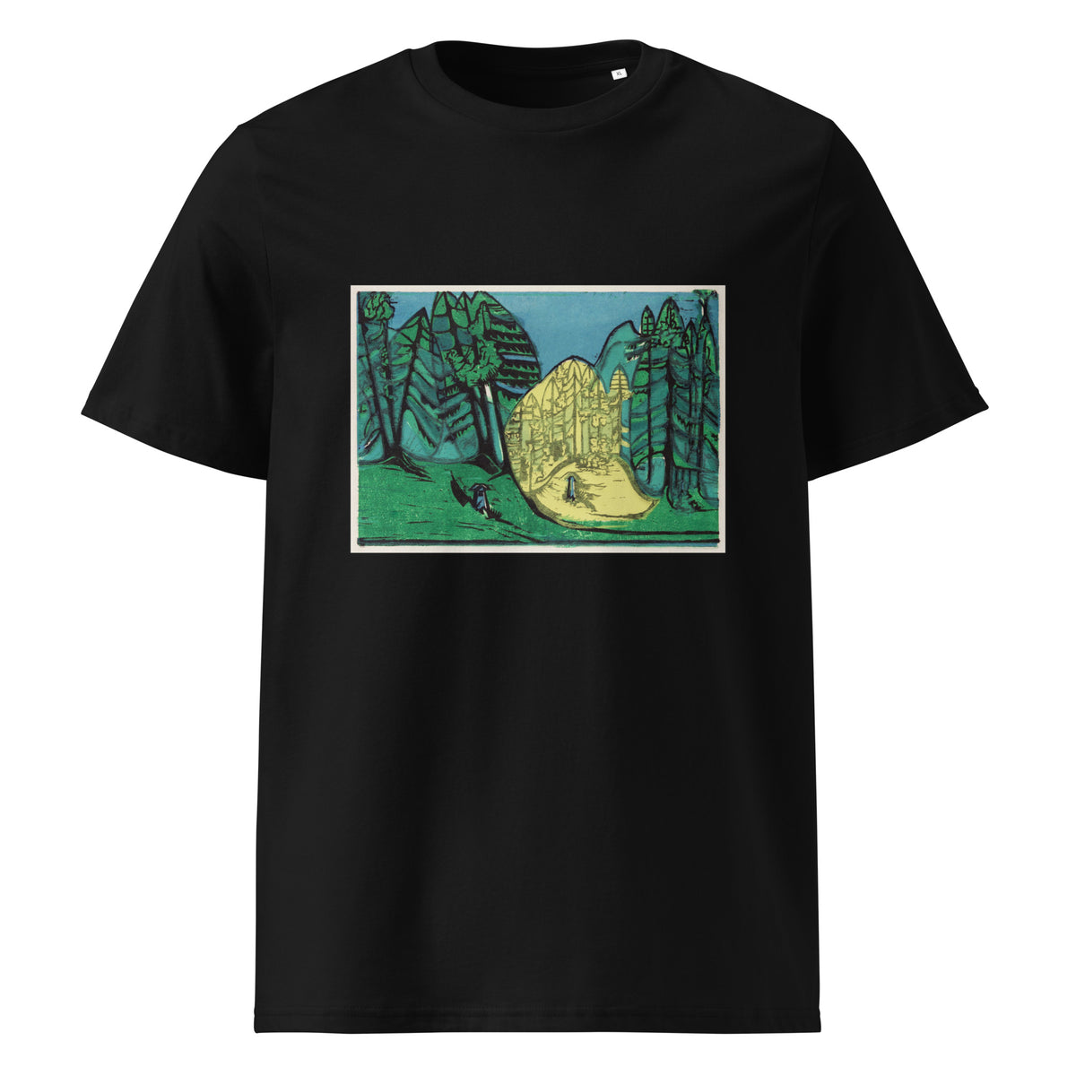 Black T-shirt Cemetery In The Forest Print Premium