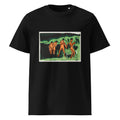Black T-shirt Bathers Throwing Reeds Print Premium
