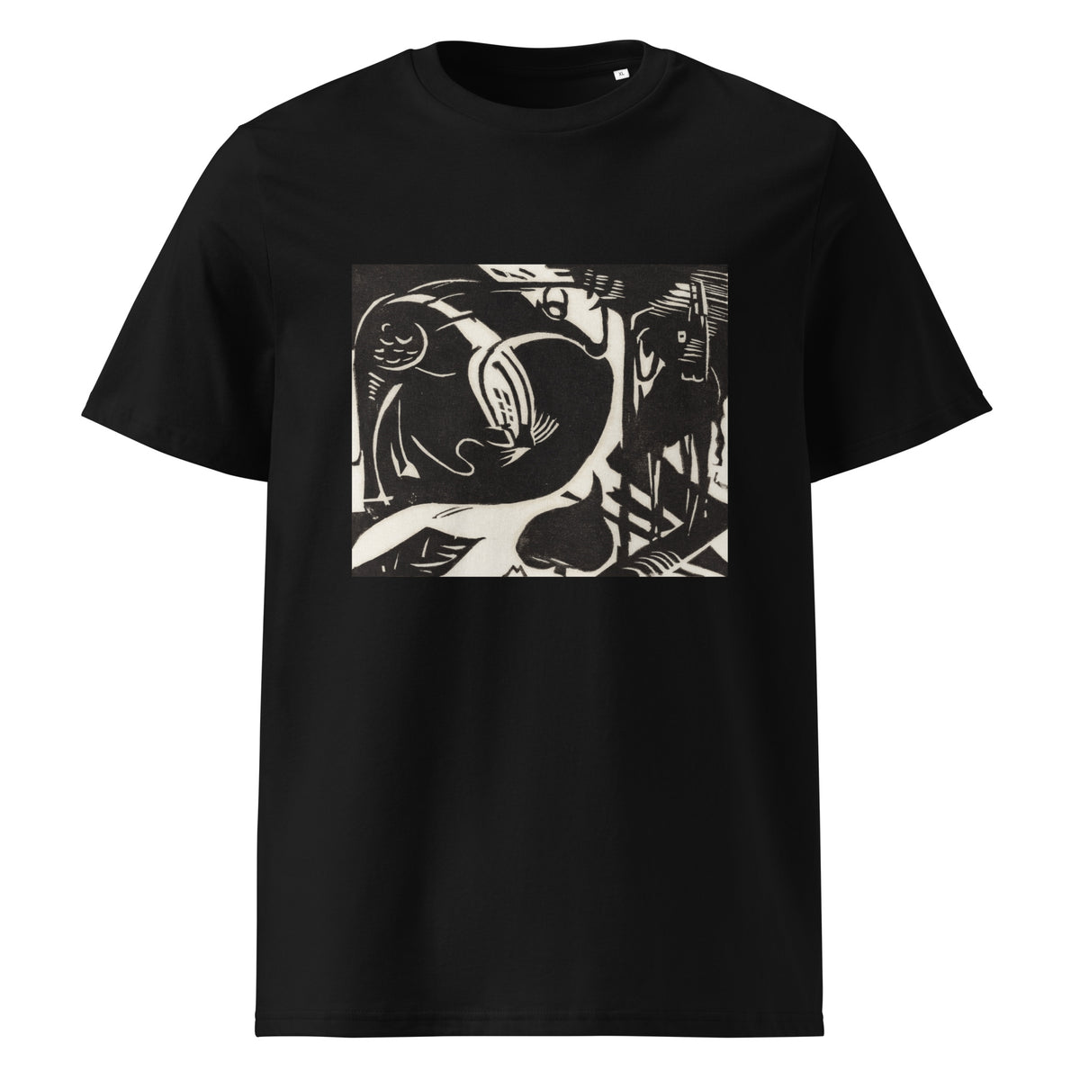Black T-shirt Two Mythical Animals Print Premium