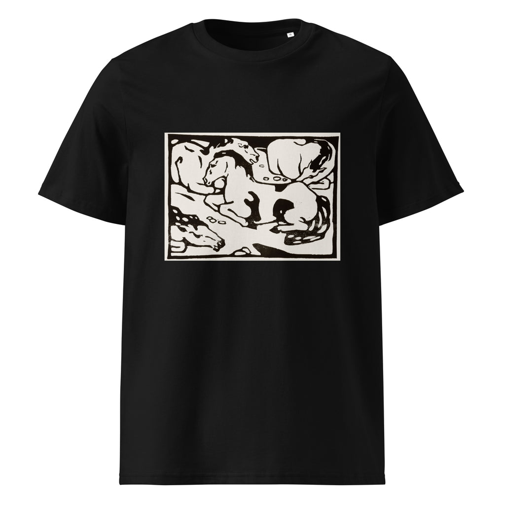 Black T-shirt Resting Horses Print Premium