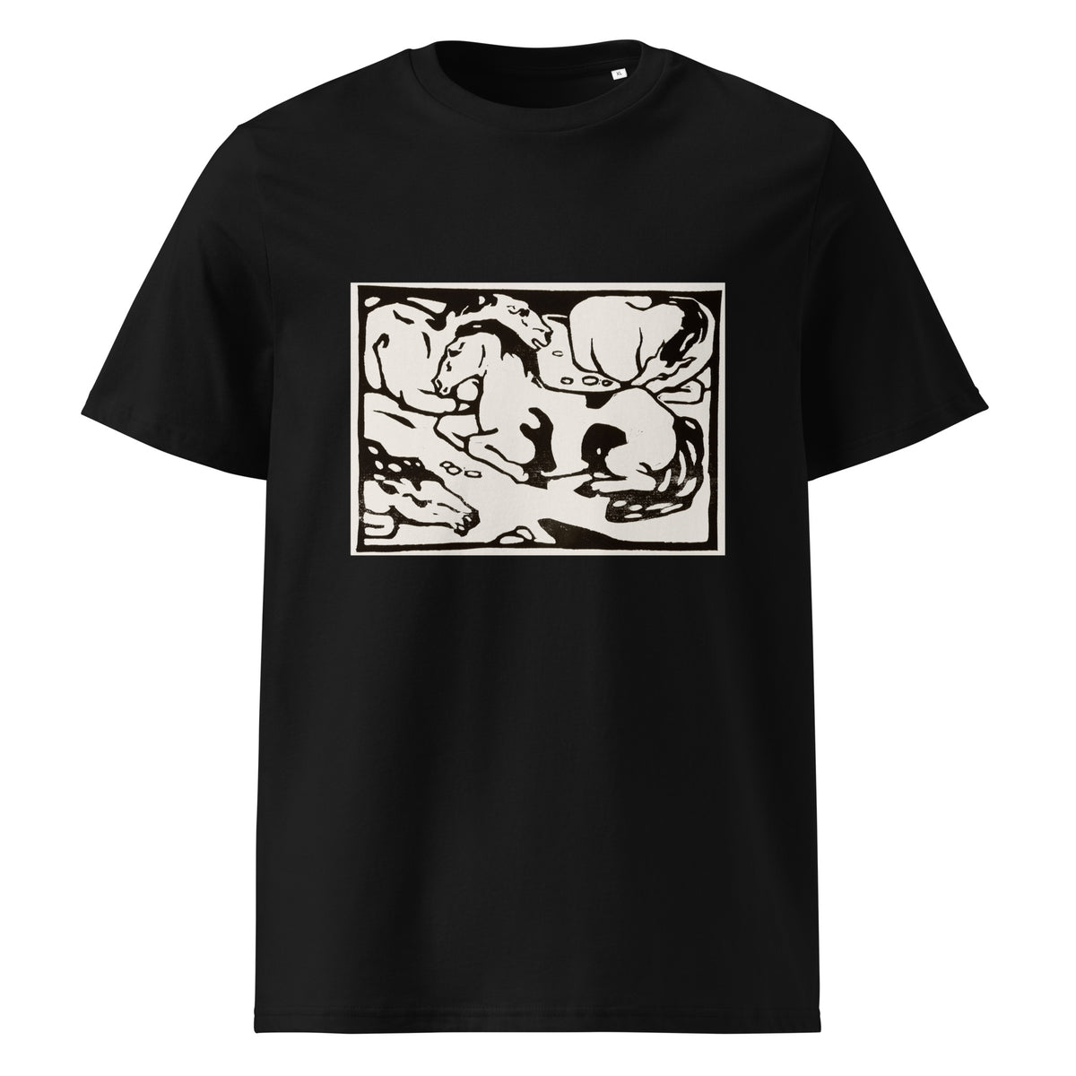 Black T-shirt Resting Horses Print Premium