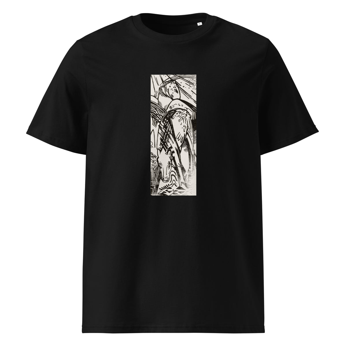Black T-shirt Horses Print Premium