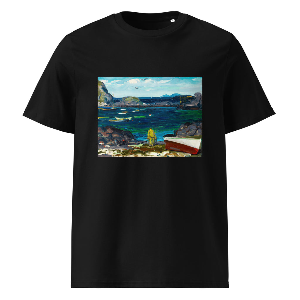 Black T-shirt The Harbor Monhegan Coast Maine Premium