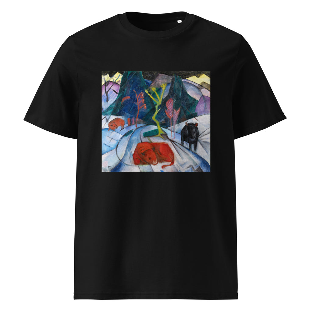 Black T-shirt Bison In Winter Red Bison Premium
