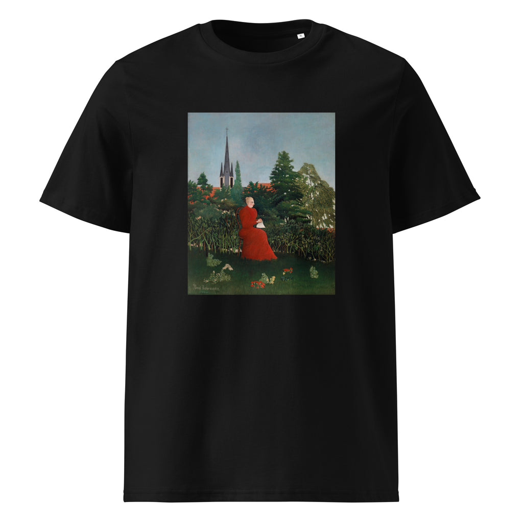 Black T-shirt Portrait Of A Woman In A Landscape Portrait De Femme Dans Un Paysage Premium