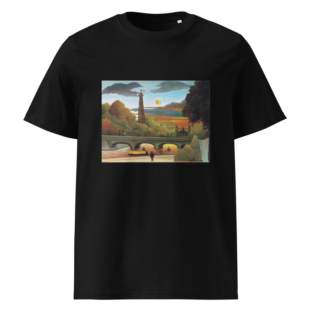 Black T-shirt Henri Rousseau Seine And Eiffel-Tower In The Sunset Famous Painting Premium