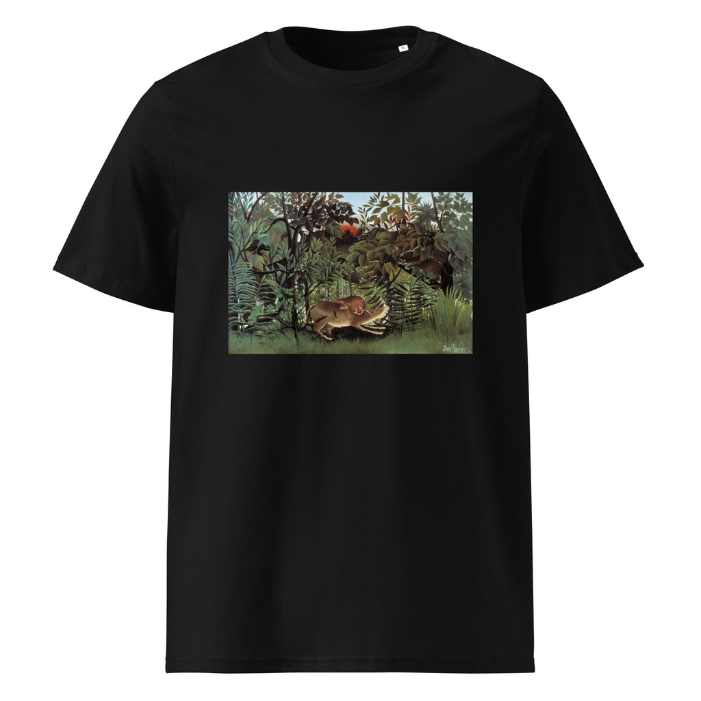 Black T-shirt Henri Rousseau The Hungry Lion Throws Itself On The Antelope Famous Painting Premium