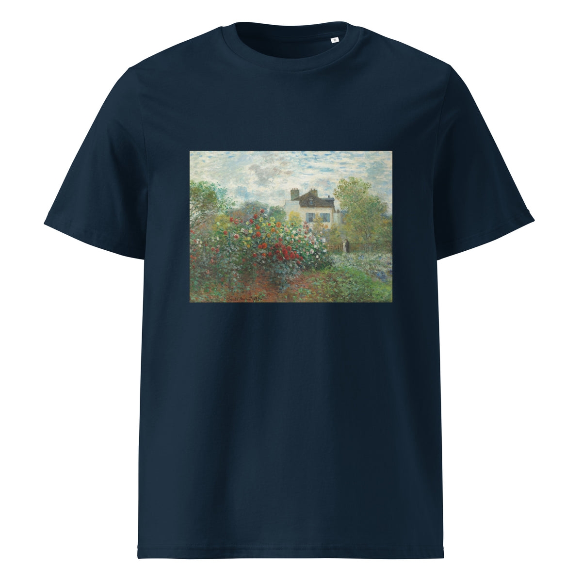 Navy T-shirt The Artist S Garden In Argenteuil A Corner Of The Garden With Dahlias Premium