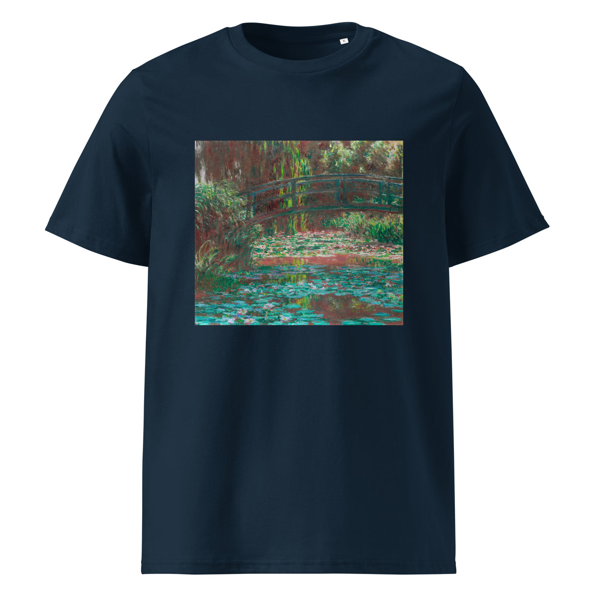 Navy T-shirt Water Lily Pond Premium