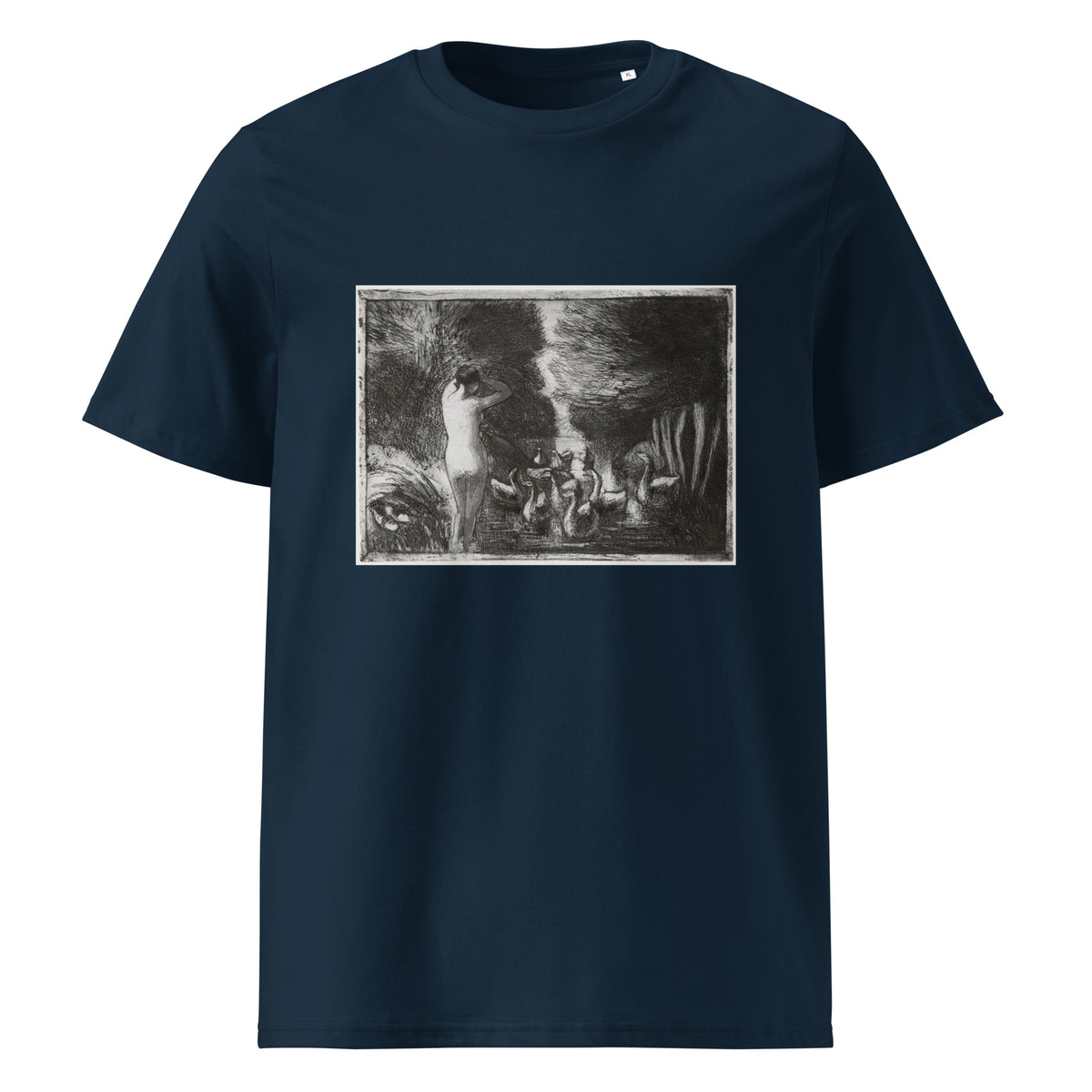Navy T-shirt Bather With Geese Premium