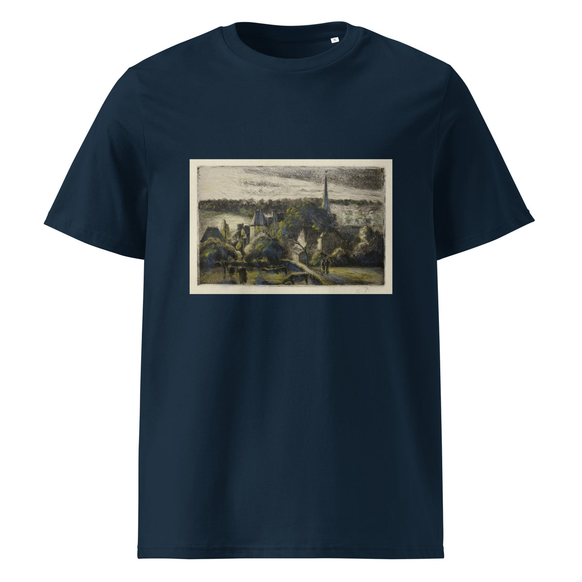Navy T-shirt Church And Farm At Eragny Premium