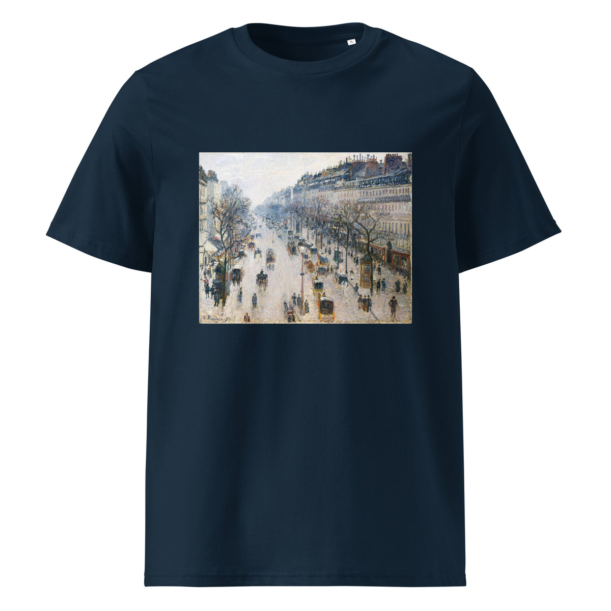 Navy T-shirt The Boulevard Montmartre On A Winter Morning Premium