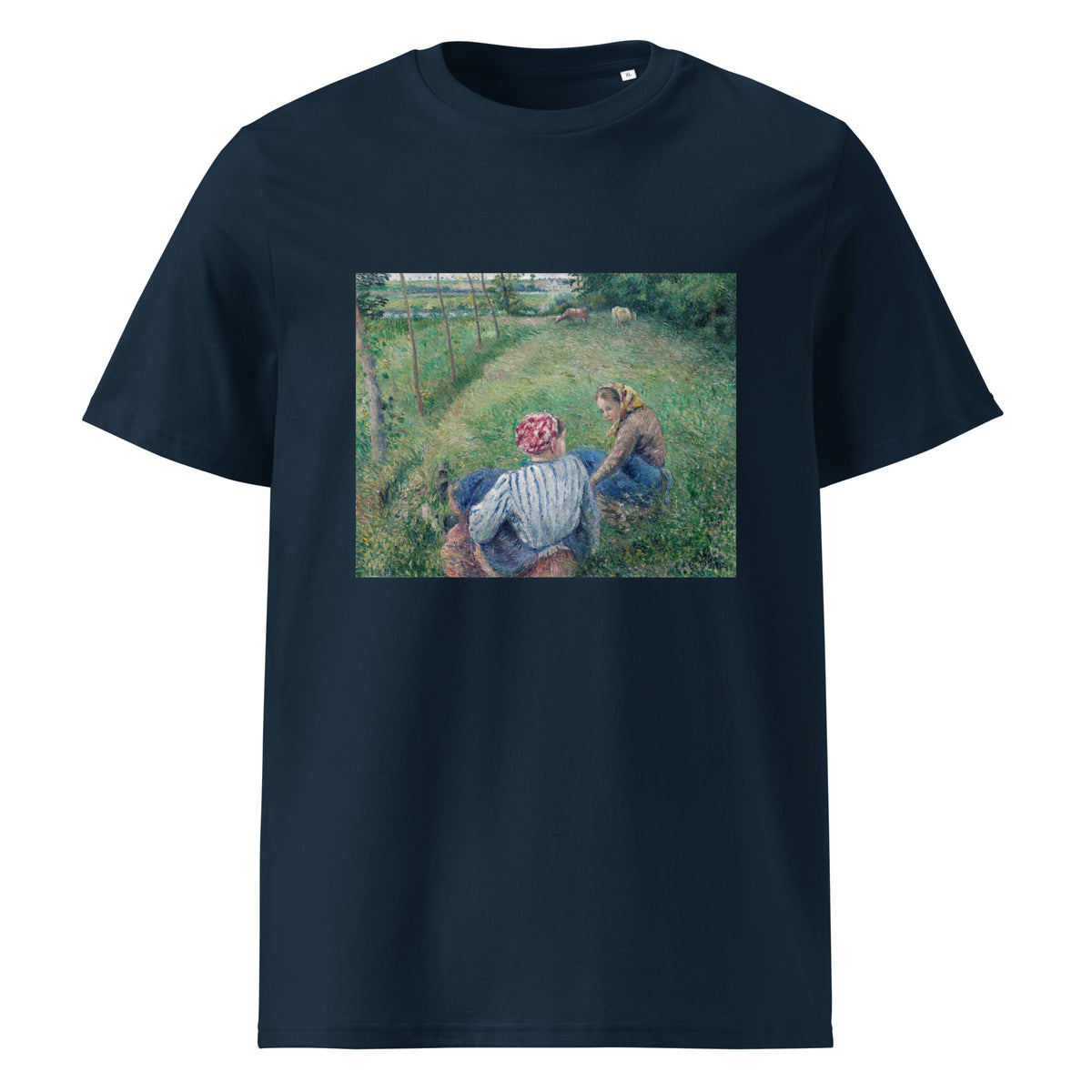 Navy T-shirt Young Peasant Girls Resting In The Fields Near Pontoise Premium