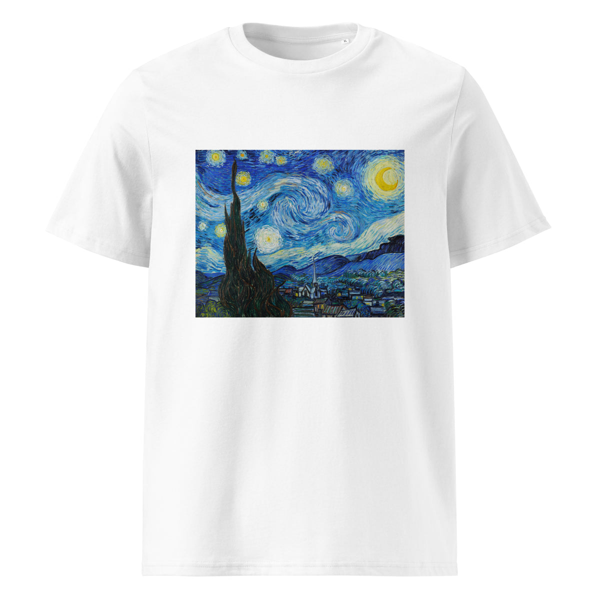 White T-shirt Vincent Van Gogh S The Starry Night Famous Painting Premium