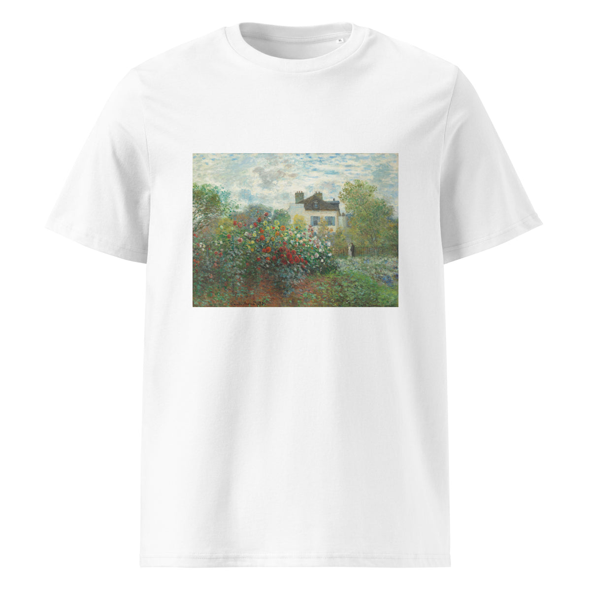White T-shirt The Artist S Garden In Argenteuil A Corner Of The Garden With Dahlias Premium