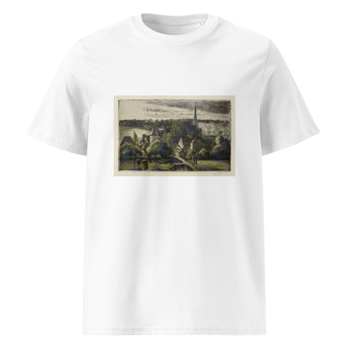 White T-shirt Church And Farm At Eragny Premium