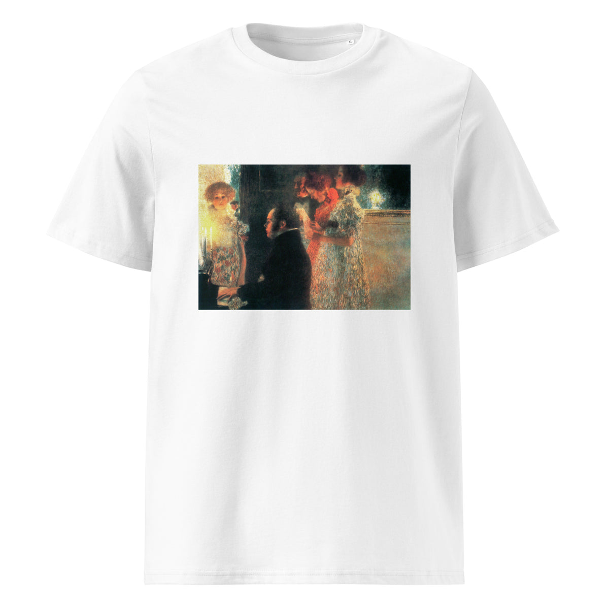 White T-shirt Gustav Klimt Schubert At The Piano II Famous Painting Premium