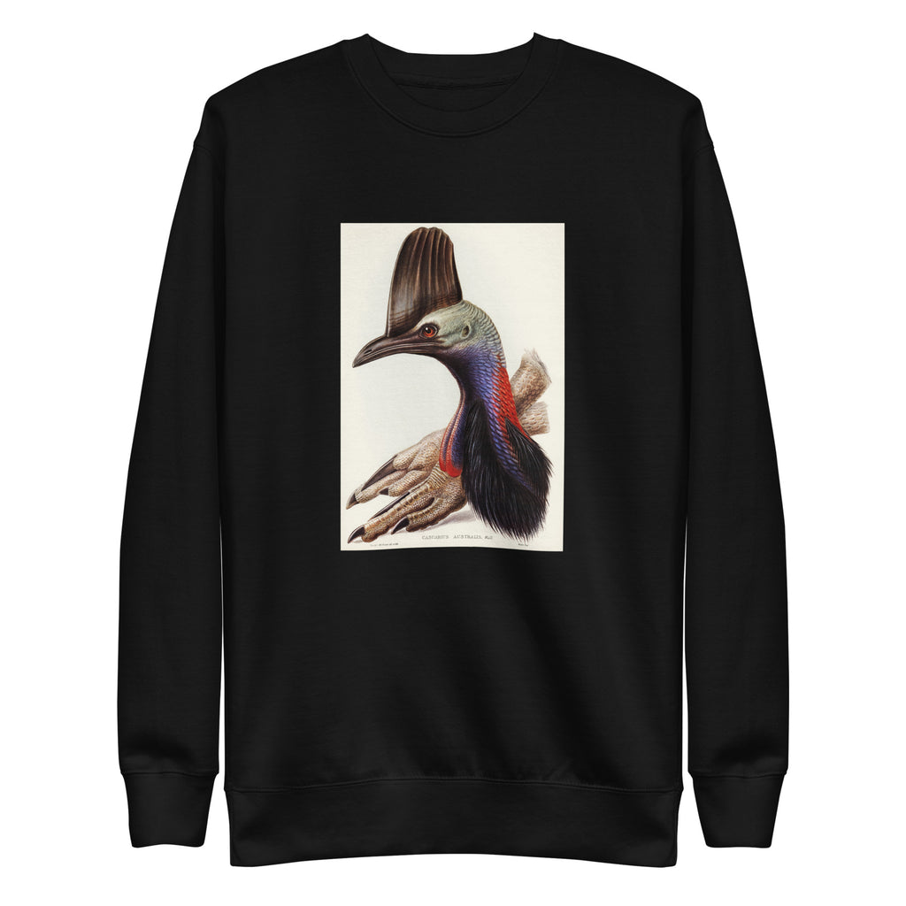 Black Sweater Australian Cassowary Casuarius Australis Illustrated - Elizabeth Gould 1804 Signature