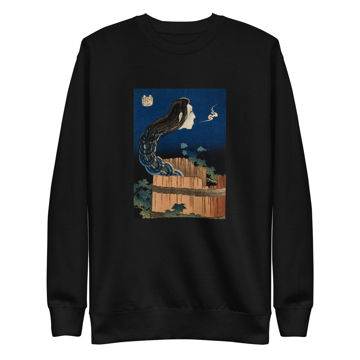 Black Sweater The Plate Mansion - Katsushika Hokusai 1760 Signature