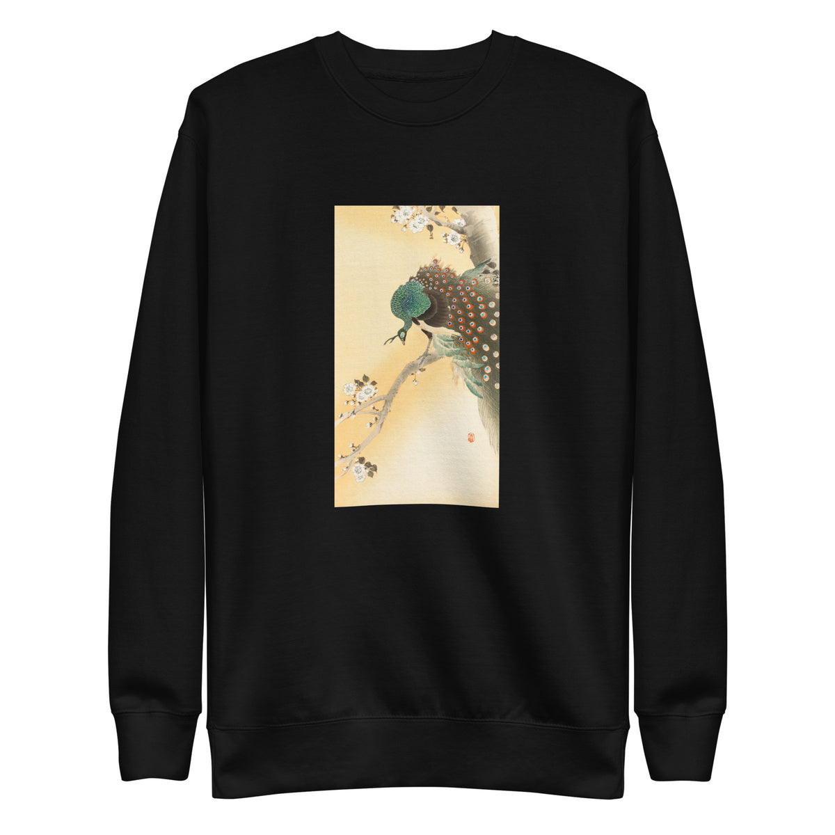 Black Sweater Peacock On A Cherry Blossom Tree - Ohara Koson 1900 Signature