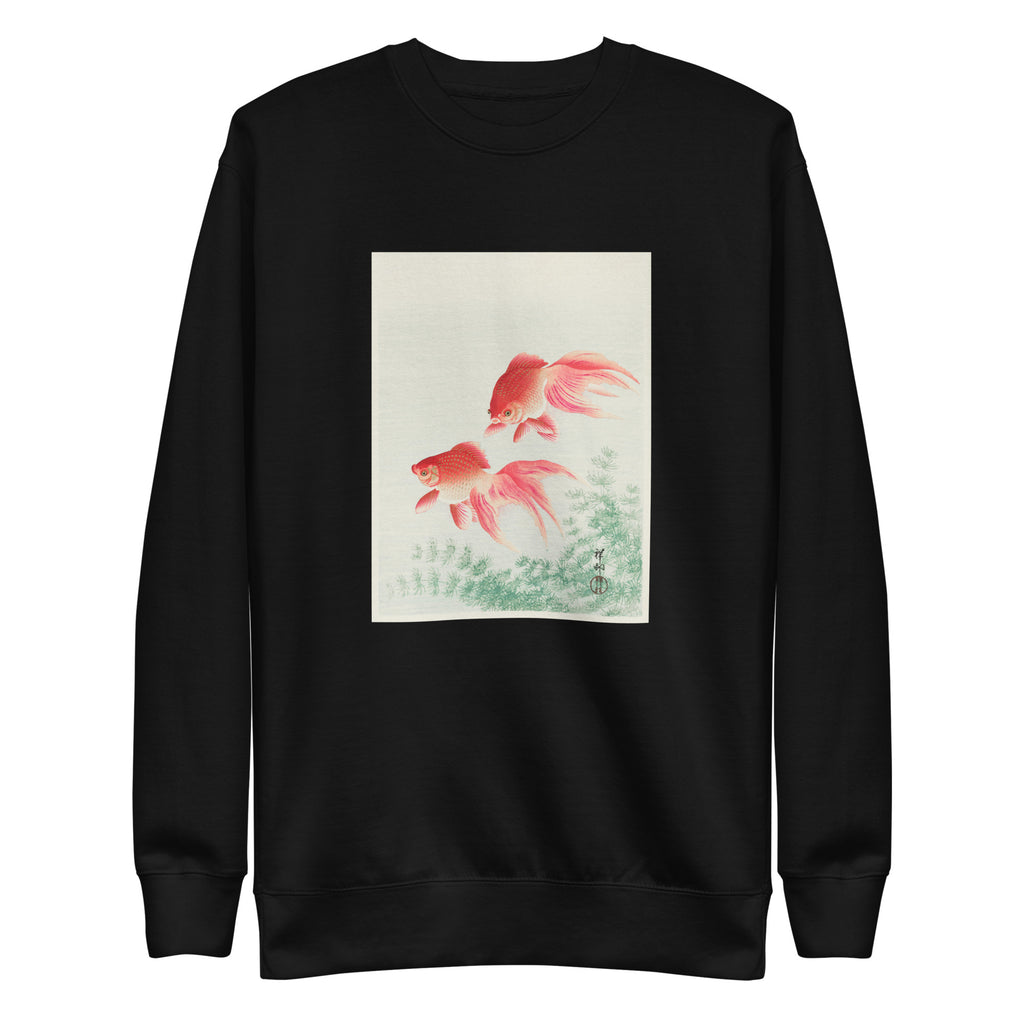 Black Sweater Two Veil Goldfish - Ohara Koson 1926 Signature