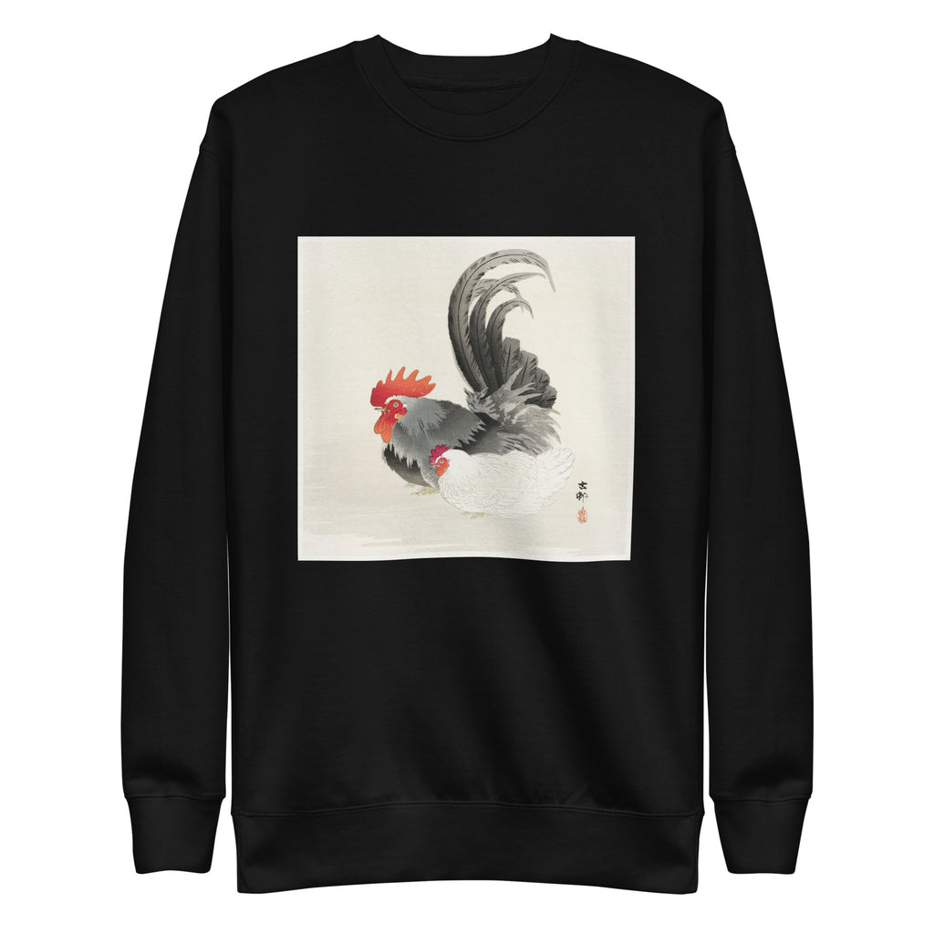 Black Sweater Chicken And Cock - Ohara Koson 1900 Signature
