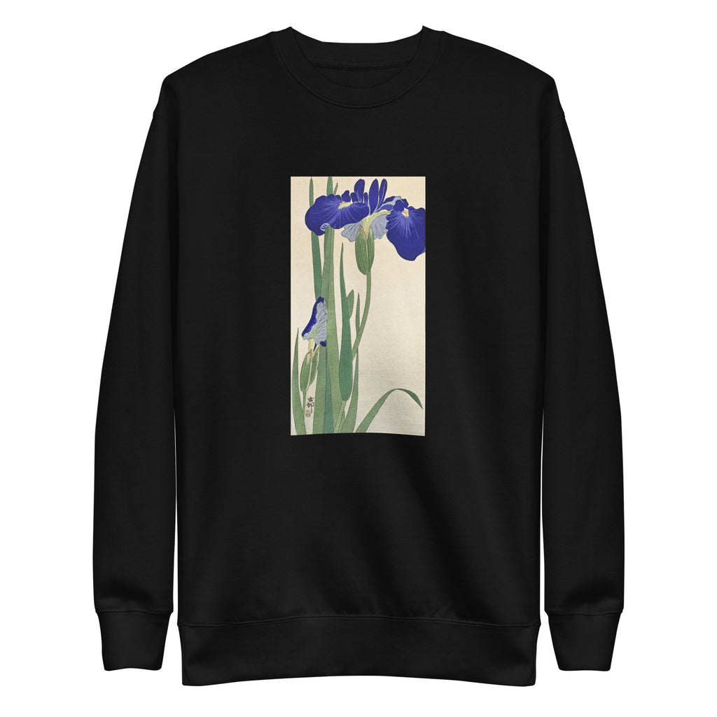 Black Sweater Blue Irises - Ohara Koson 1900 Signature