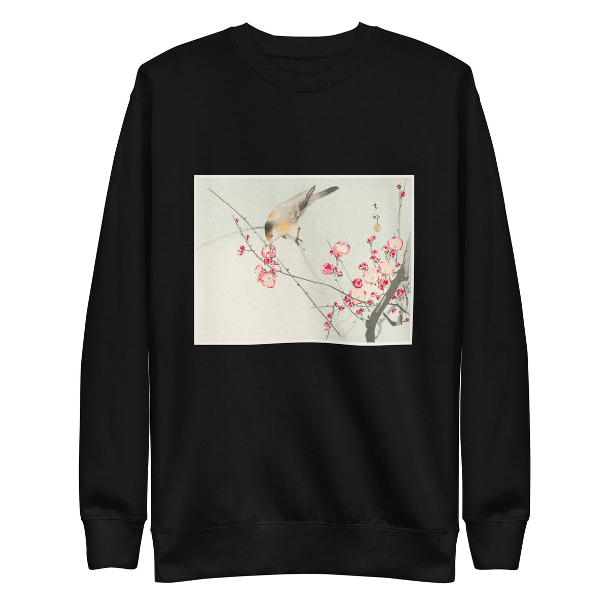 Black Sweater Songbird On Blossom Branch - Ohara Koson 1900 Signature