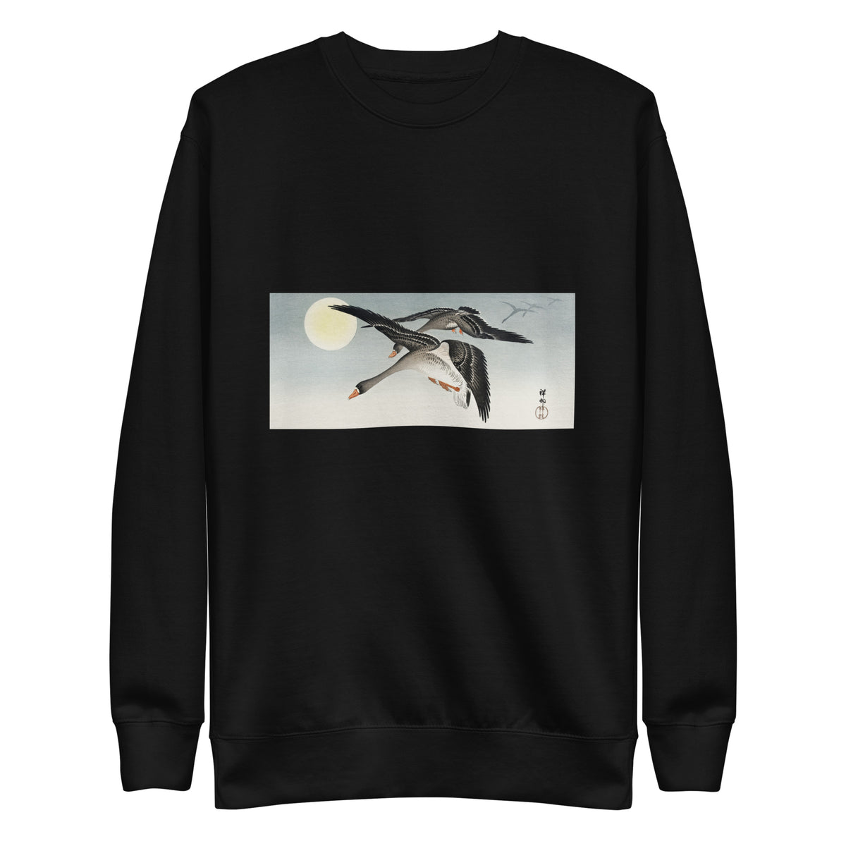 Black Sweater Birds At Full Moon - Ohara Koson 1900 Signature