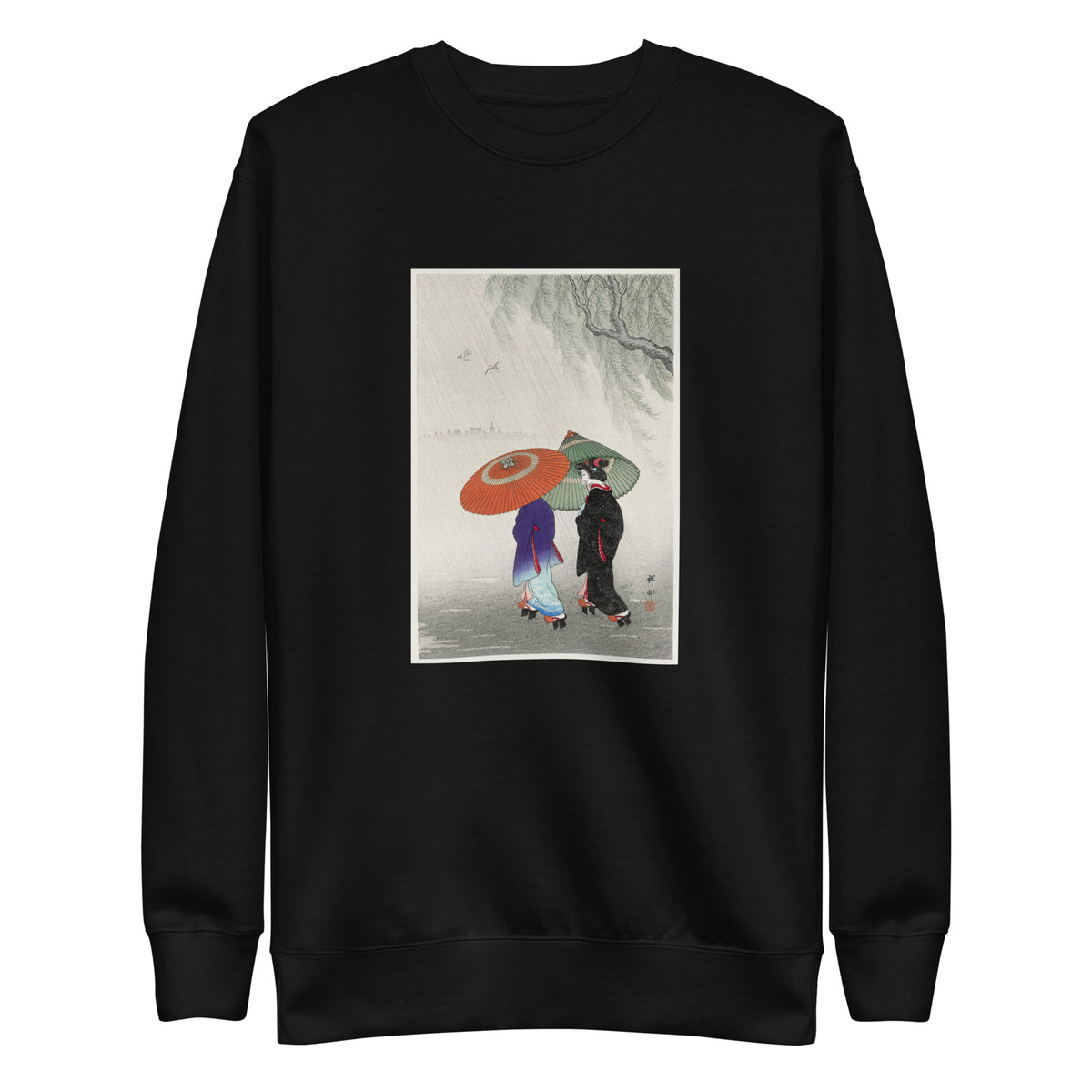 Black Sweater Two Women In The Rain - Ohara Koson 1925 Signature