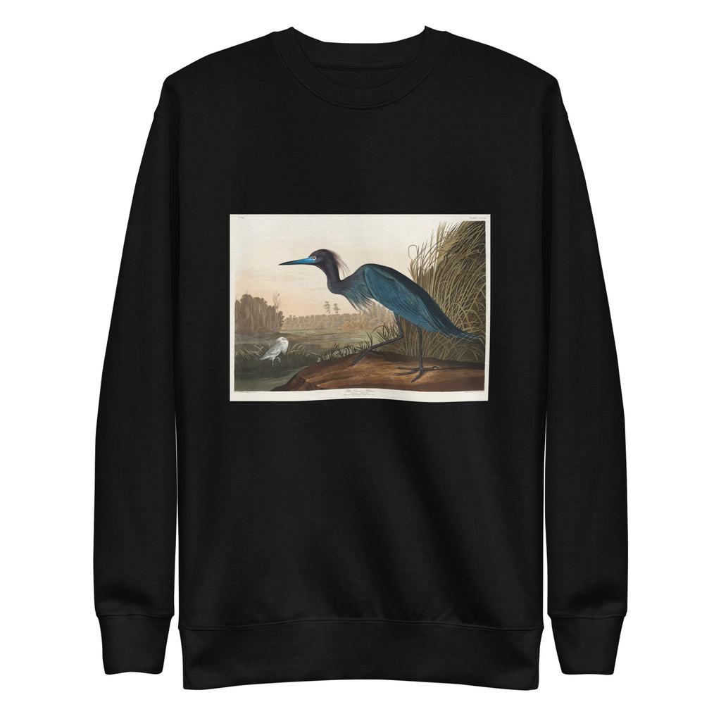 Black Sweater Blue Crane Or Heron Signature
