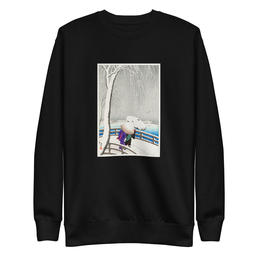 Black Sweater Two Women In The Snow On Yanagi Bridge - Ohara Koson 1927 Signature