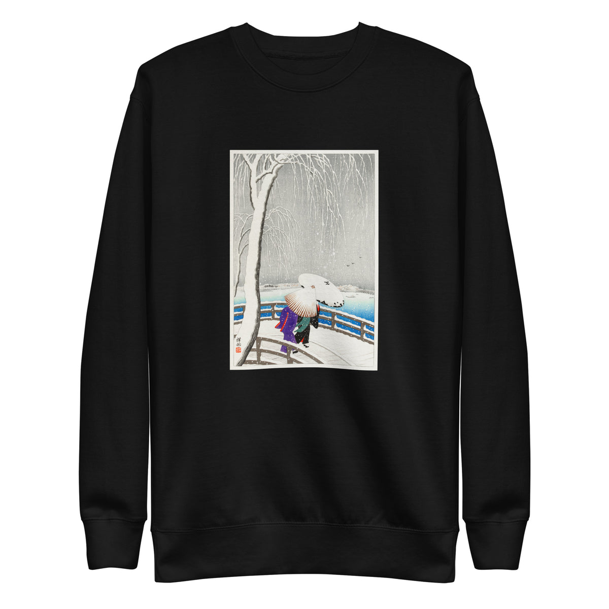 Black Sweater Two Women In The Snow On Yanagi Bridge - Ohara Koson 1927 Signature