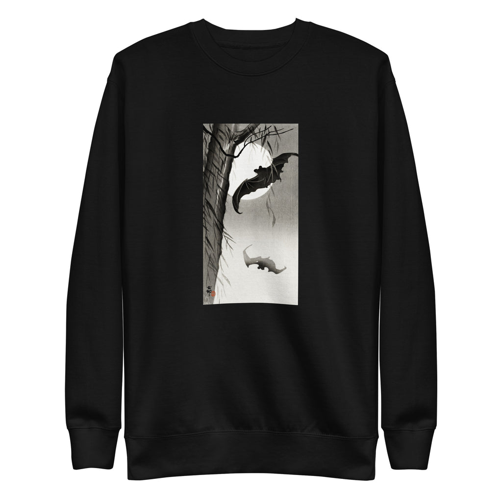 Black Sweater Bats Under The Full Moon - Ohara Koson 1900 Signature