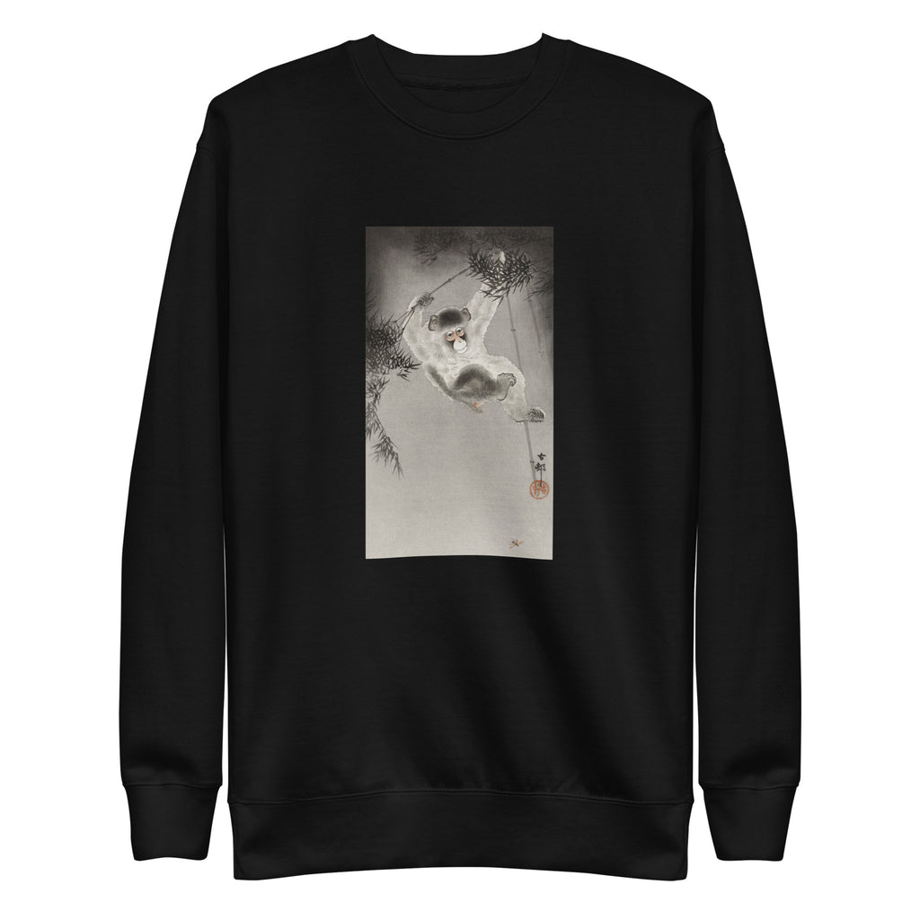 Black Sweater Monkey Hanging - Ohara Koson 1900 Signature
