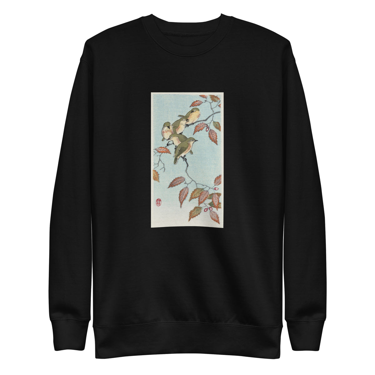 Black Sweater Birds On A Branch - Ohara Koson 1900 Signature