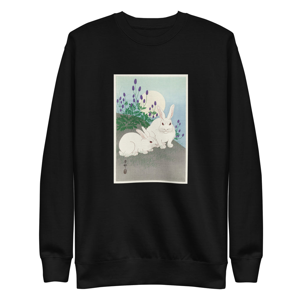 Black Sweater Rabbits At Full Moon - Ohara Koson 1920 Signature