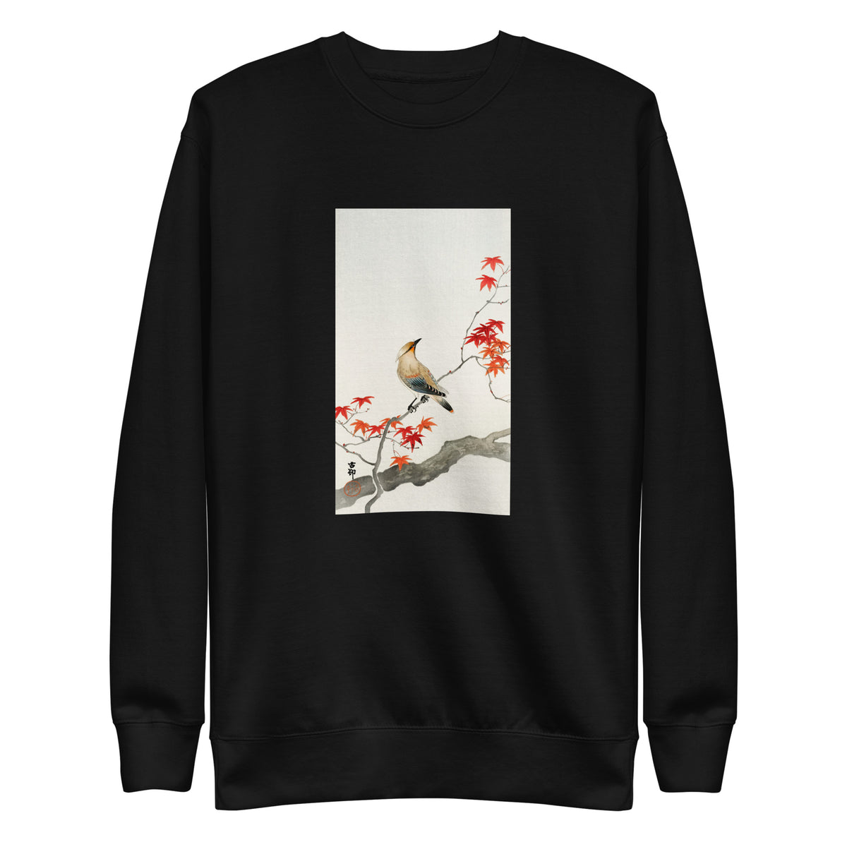 Black Sweater Japanese Plague Bird On Maple - Ohara Koson 1900 Signature
