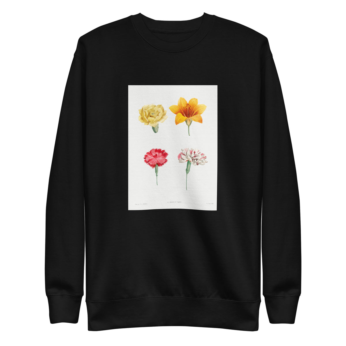 Black Sweater Flower Set - Pierre-Joseph Redoute 1759 Signature